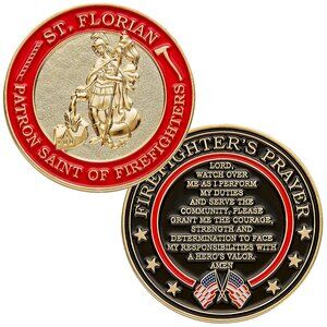 St. Florian Patron Saint of Firefighters Prayer Coin Firefighter Challenge Coin